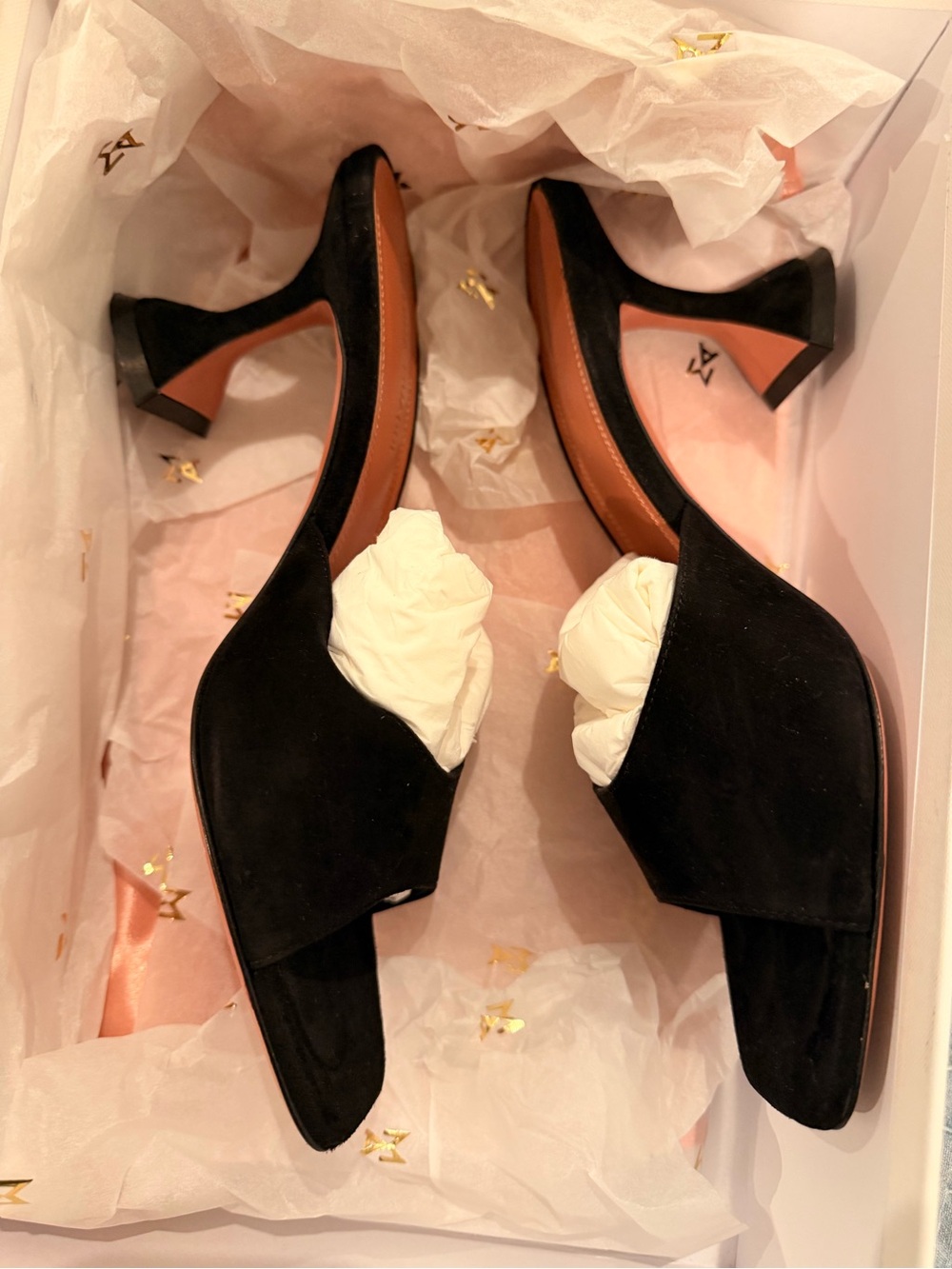 Amina Muaddi Lupita Slipper 70 Black Suede Size 37.5